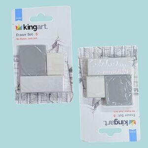 (2) KingArt ART Eraser Set Kneaded Gum Vinyl Erasers for Artists White Gray NEW